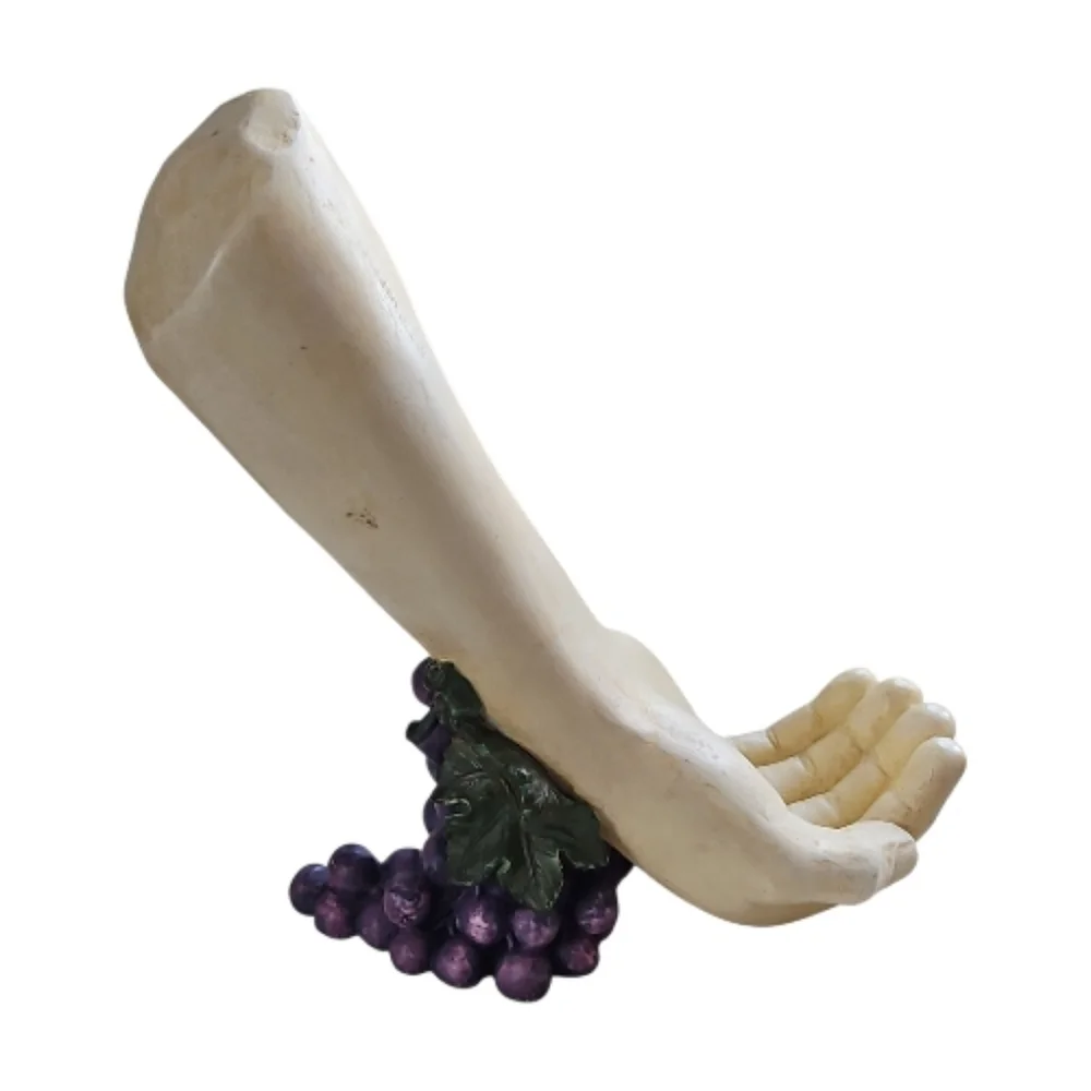 Vintage Resin Wine Holder with Arm & Grapes Design - Picture 4 of 7